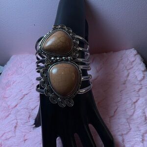 Silver and Brown Statement Cuff Bracelet